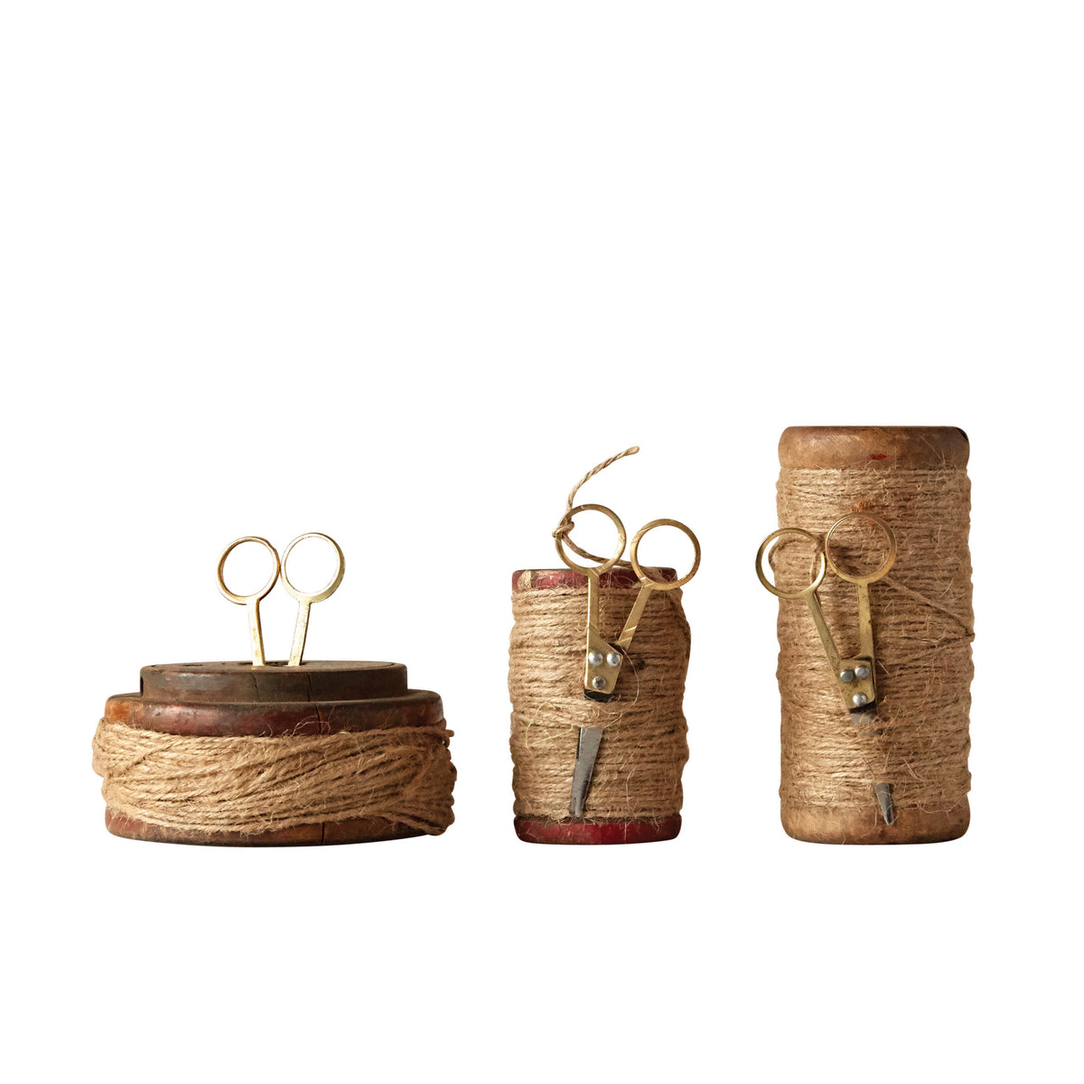 Wooden Spools w/ Jute & Scissor