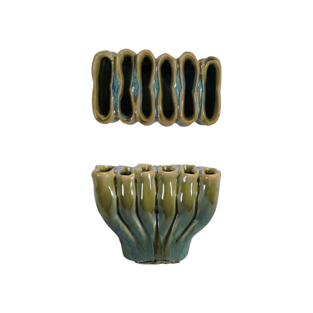 Stoneware Sculptural Vase - Green