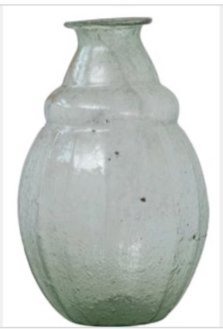 Hand-Blown Seeded Glass Vase, Green