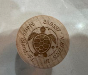 Wine Stopper Turtle w/ Coordinates