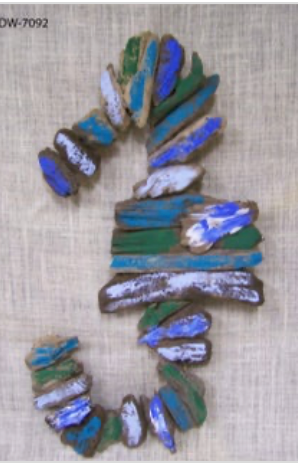 Distressed Painted Driftwood Hanging Seahorse