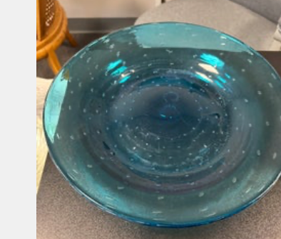 Blue Hand Blown Glass Console Plate - Vintage