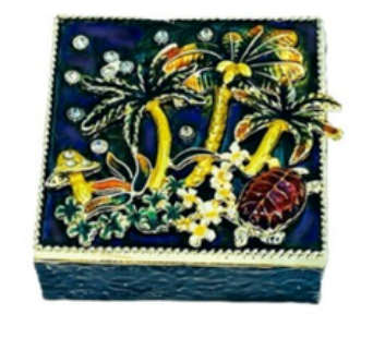 Palm & Sea Turtle Capiz Box - Large