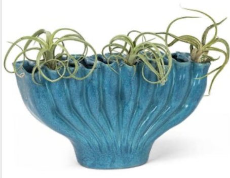 Large Organic Pleated Vase-Blue-12"H