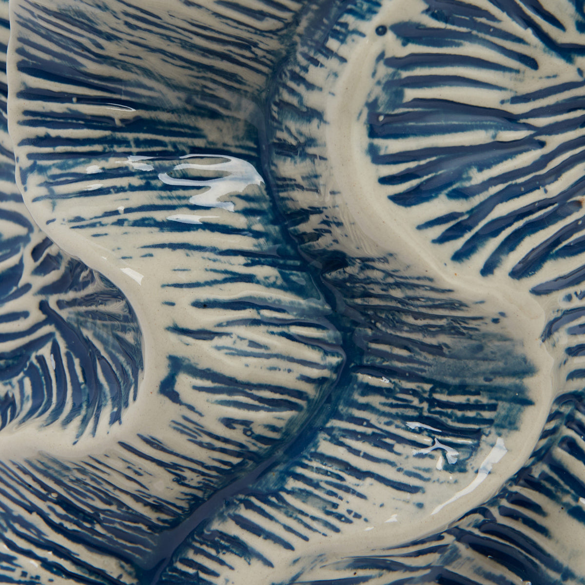 Textured Stoneware Organic Shaped Vase, Reactive Glaze, Blue