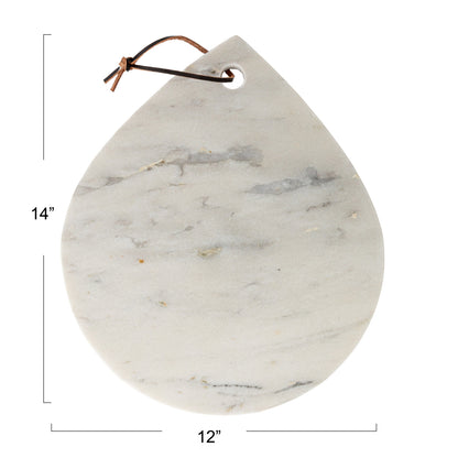 Marble Cheese Cutting Board with Handle & Leather Tie