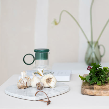 Marble Cheese Cutting Board with Handle & Leather Tie
