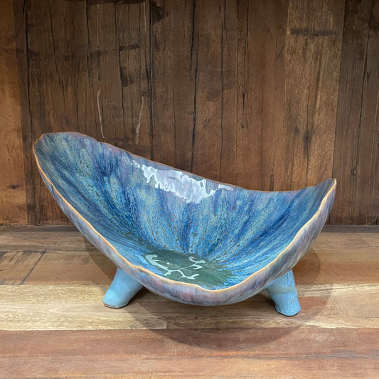 Stoneware Footed Organic Shaped Bowl