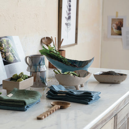 Stoneware Footed Organic Shaped Bowl