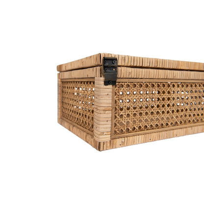 Rattan & Wood Display Boxes w/ Glass Lid (Large)
