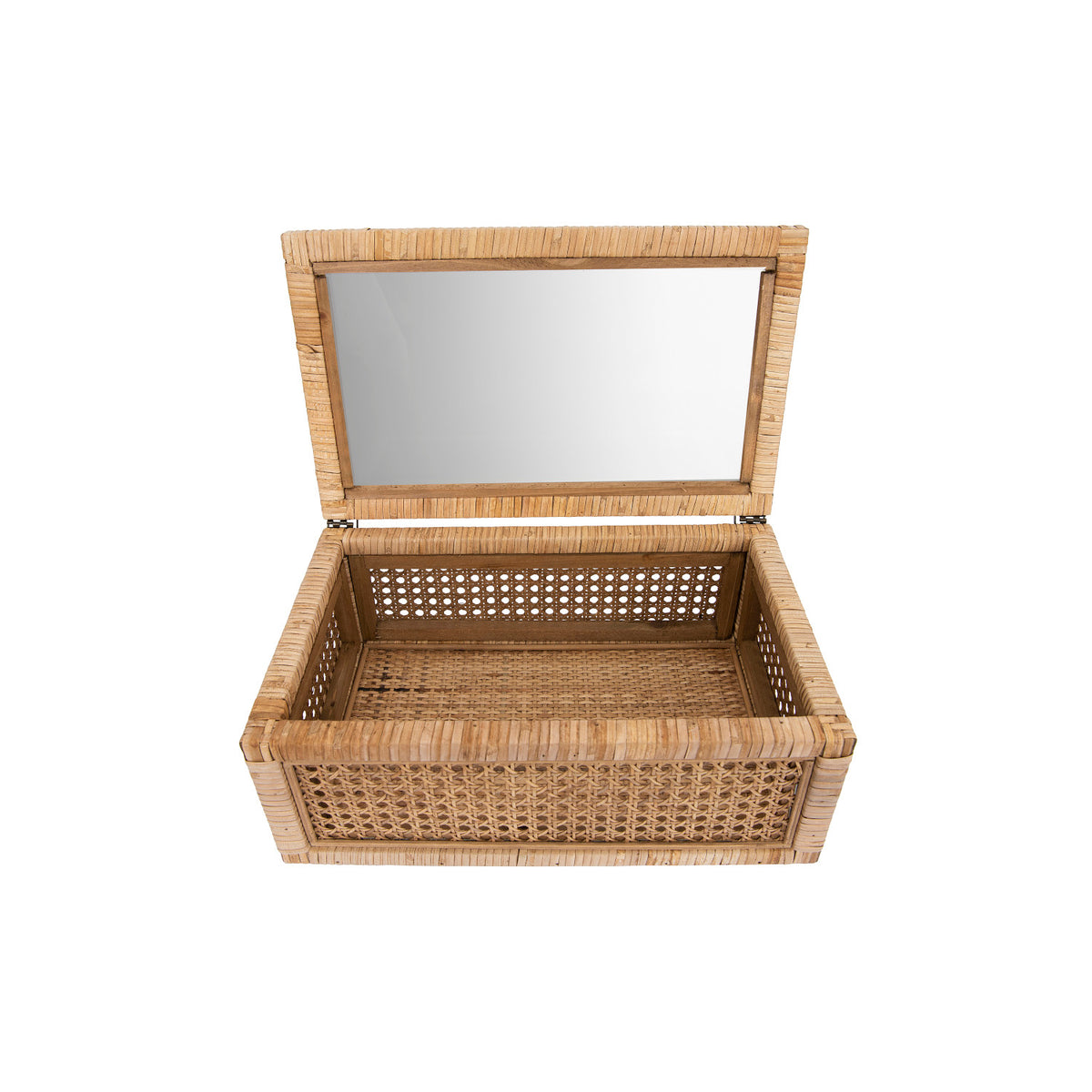 Rattan & Wood Display Boxes w/ Glass Lid (Large)