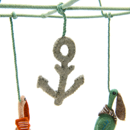 Wool Felt Pelican Mobile with Anchor