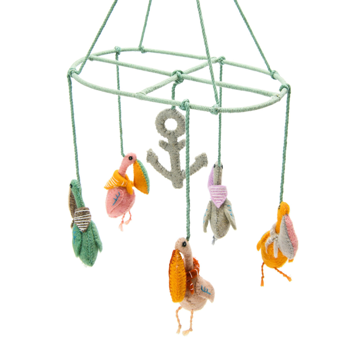 Wool Felt Pelican Mobile with Anchor