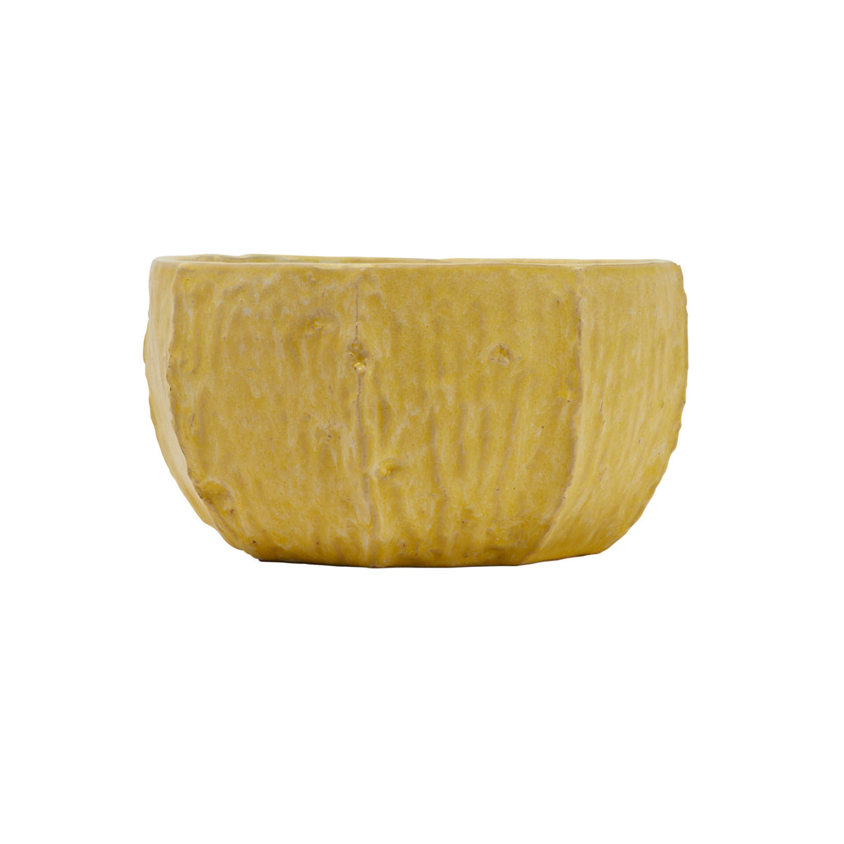 Stoneware Planter, Reactive Glaze, Matte Yellow