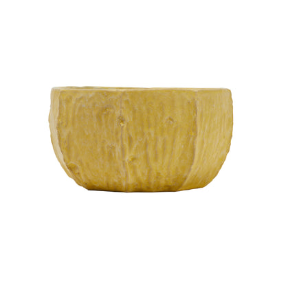 Stoneware Planter, Reactive Glaze, Matte Yellow