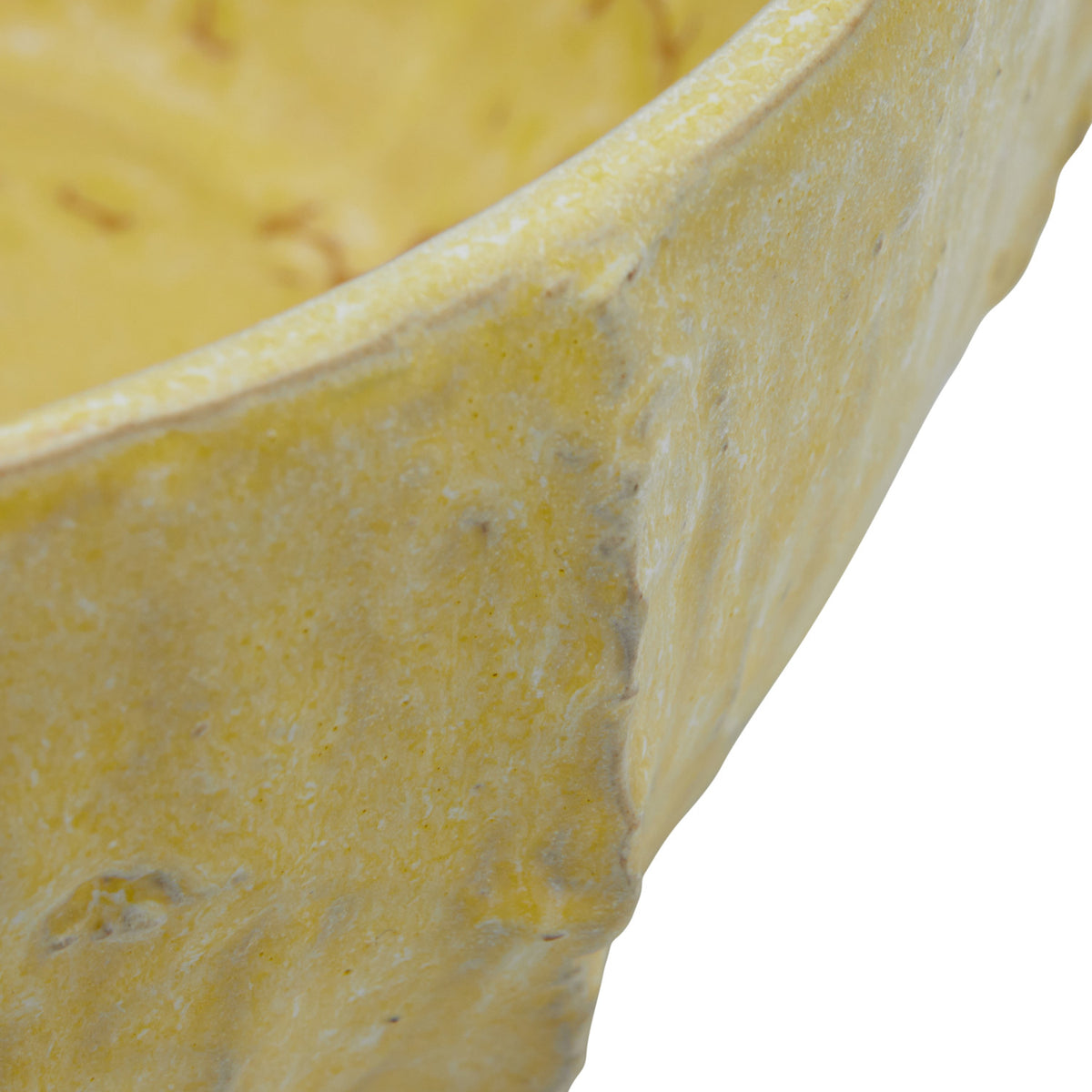 Stoneware Planter, Reactive Glaze, Matte Yellow