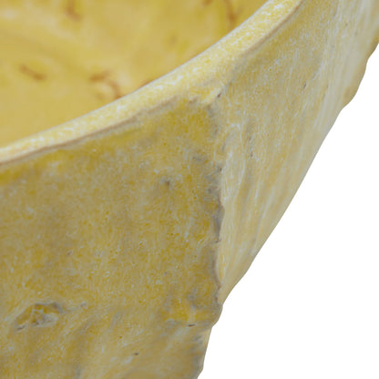 Stoneware Planter, Reactive Glaze, Matte Yellow