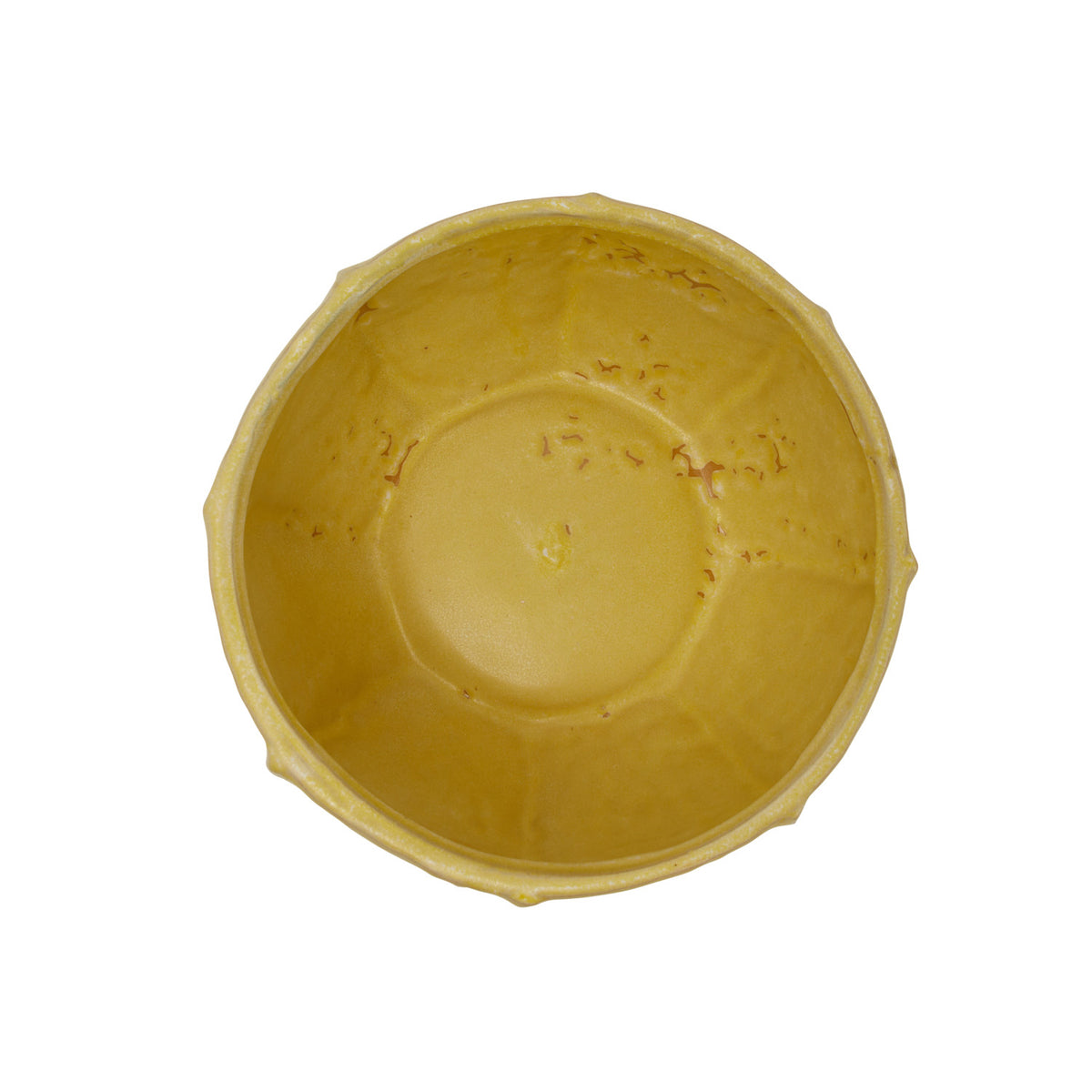Stoneware Planter, Reactive Glaze, Matte Yellow
