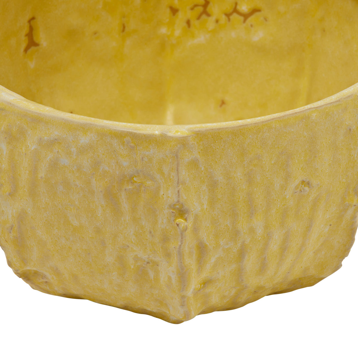 Stoneware Planter, Reactive Glaze, Matte Yellow