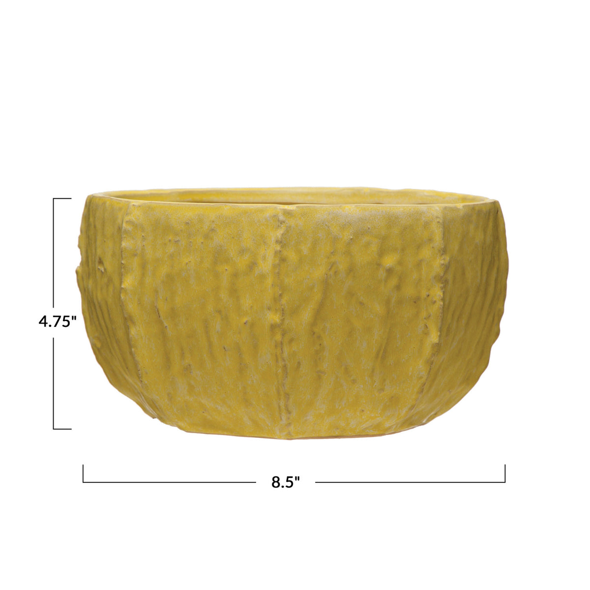 Stoneware Planter, Reactive Glaze, Matte Yellow