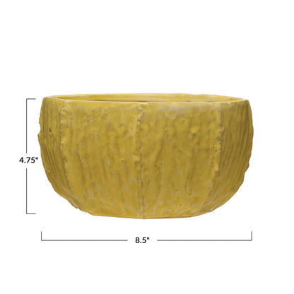 Stoneware Planter, Reactive Glaze, Matte Yellow