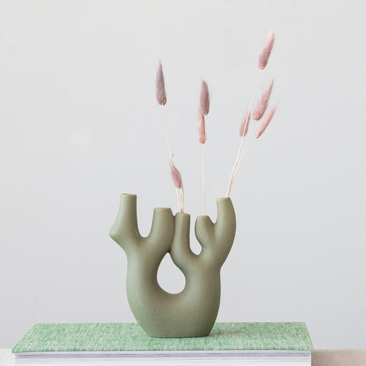 Stoneware Coral Shaped Vase w/ 5 Openings