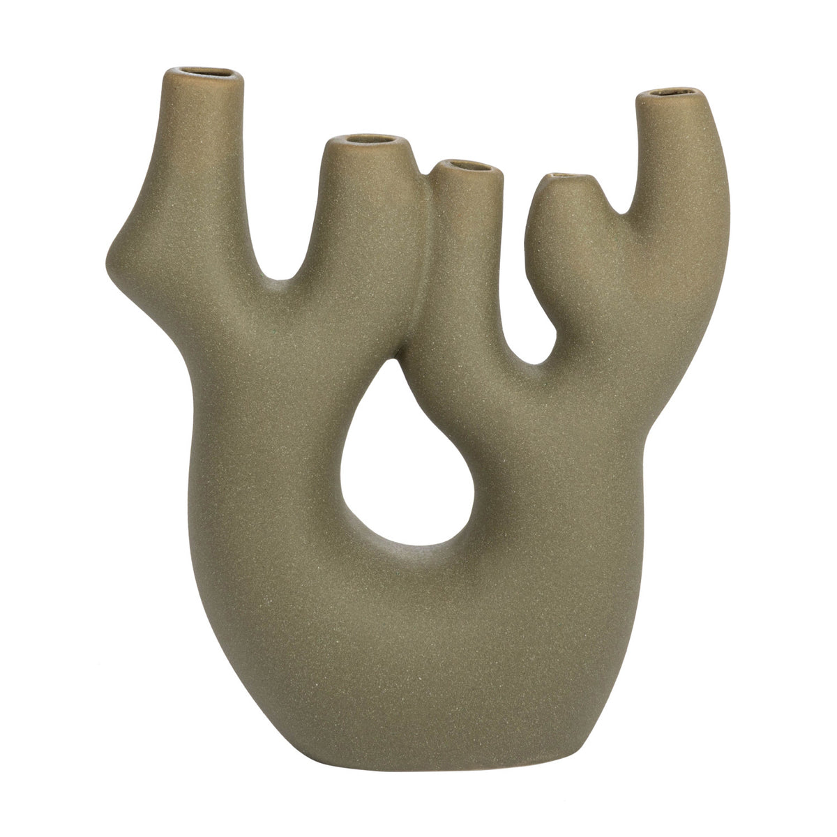 Stoneware Coral Shaped Vase w/ 5 Openings