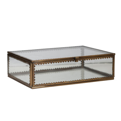 Brass & Glass Scalloped Trinket Box – 7" Large