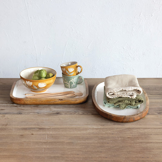 Enameled Mango Wood Tray