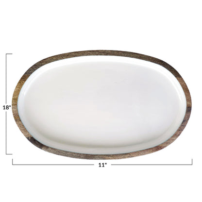 Enameled Mango Wood Tray
