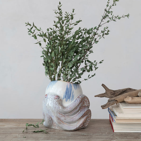Stoneware Planter w/ Octopus