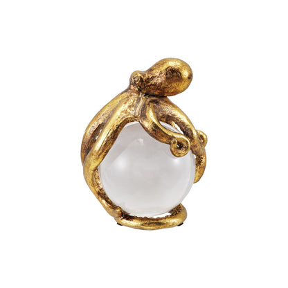 Resin Octopus on Glass Ball with Gold Leaf Finish