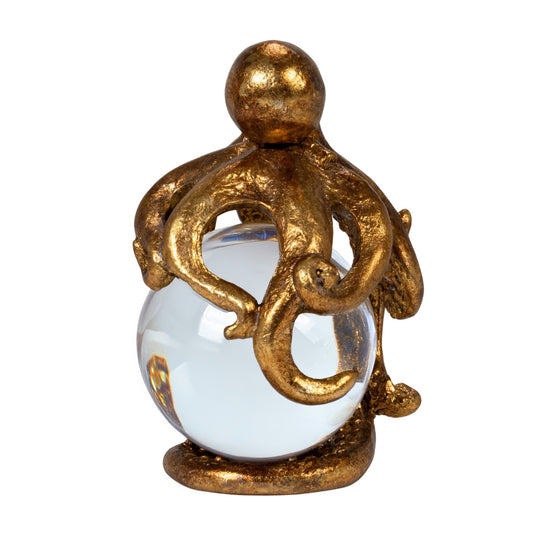 Resin Octopus on Glass Ball with Gold Leaf Finish