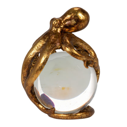 Resin Octopus on Glass Ball with Gold Leaf Finish