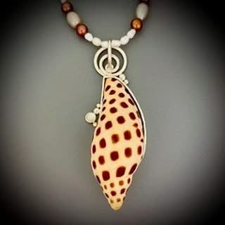 Junonia & Pearl Pendant set in Sterling Silver with Beaded Necklace