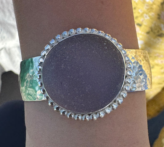 Pink/Purple Sea Glass Statement Cuff by Sea Glass Gold