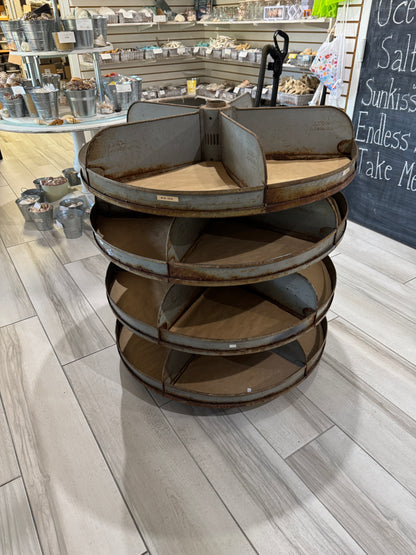 Vintage Lyon rotating metal hardware/parts bin rack (often called a "Rotabin")