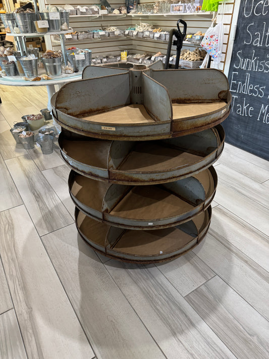 Vintage Lyon rotating metal hardware/parts bin rack (often called a "Rotabin")