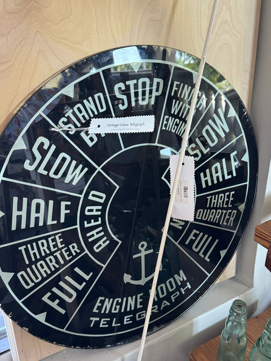 Ships Telegraph  -  Vintage Glass Table Top