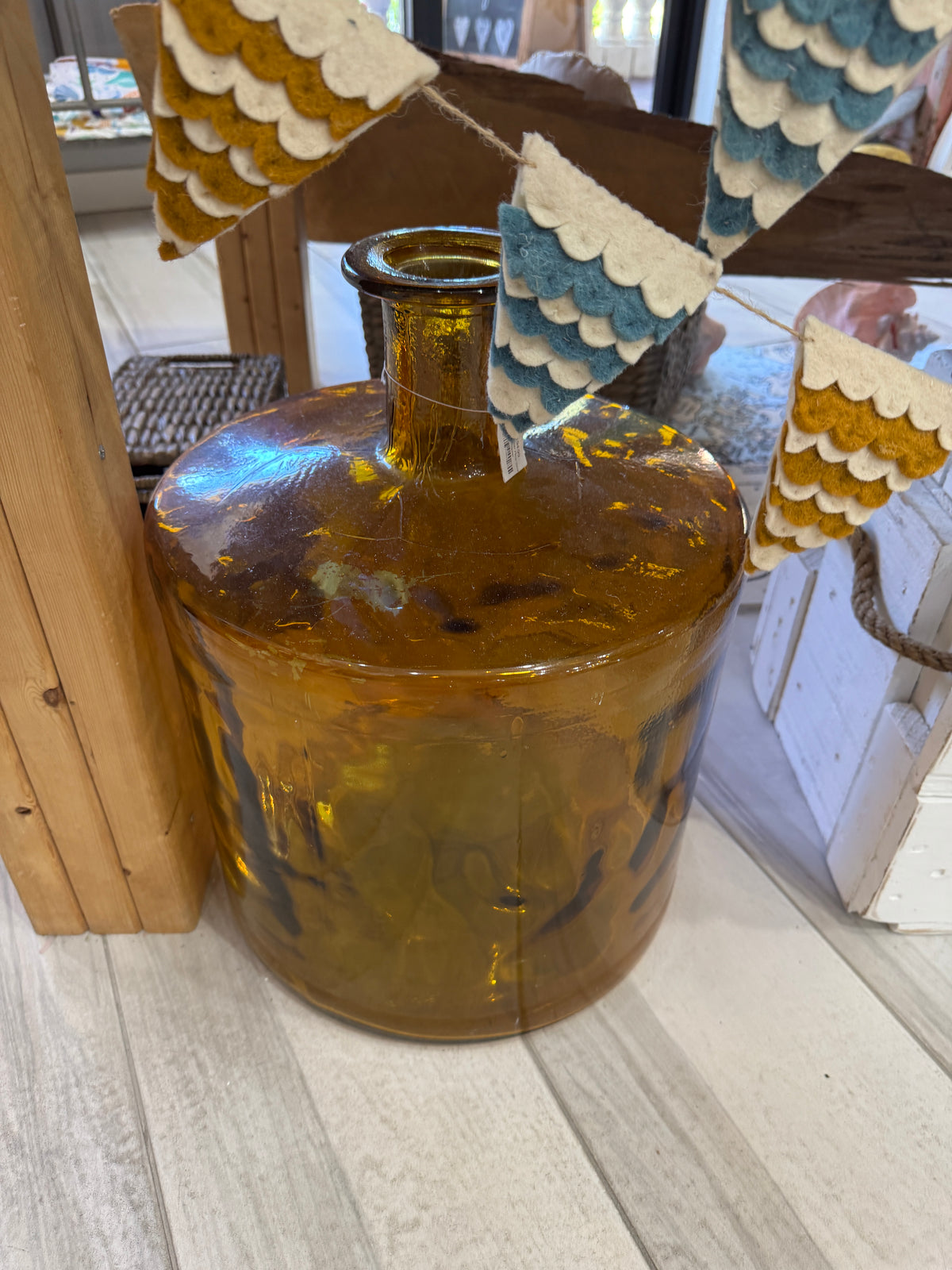 Large Amber Floor Vase
