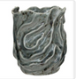 Stoneware Organic Shaped Vase with Crackle Glaze  Grey