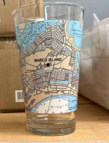 Pint Glasses - Marco Island Map and Coordinates