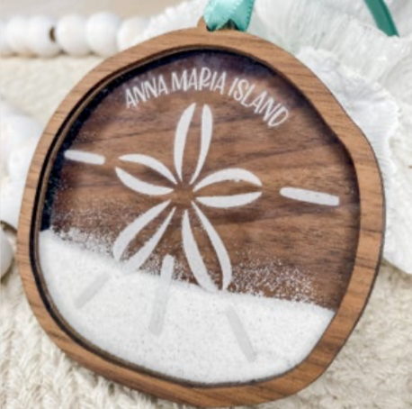Sand Keepsake Ornament - Sand Dollar: Walnut