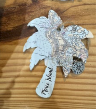 Palm Tree - Wood Ornament - Marco Island Map