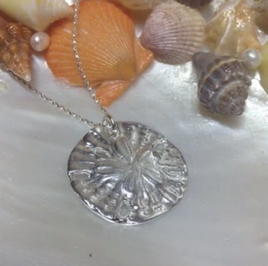 Fine Silver Sand Dollar Pendant, comes on 18' Sterling Silver Chain