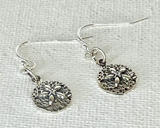 Fine Silver Sand Dollar Earrings