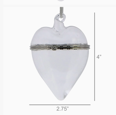 Glass Keepsake Box Ornament - Heart