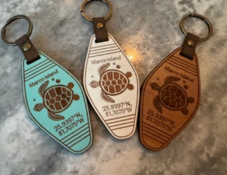Retro Key Tag - Marco Island & Coordinates