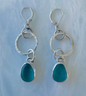 Earrings Hoops & Sea Glass Blue