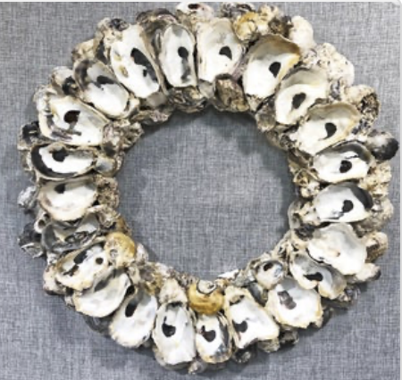 Oyster Shell Flat Wood Back Wreath